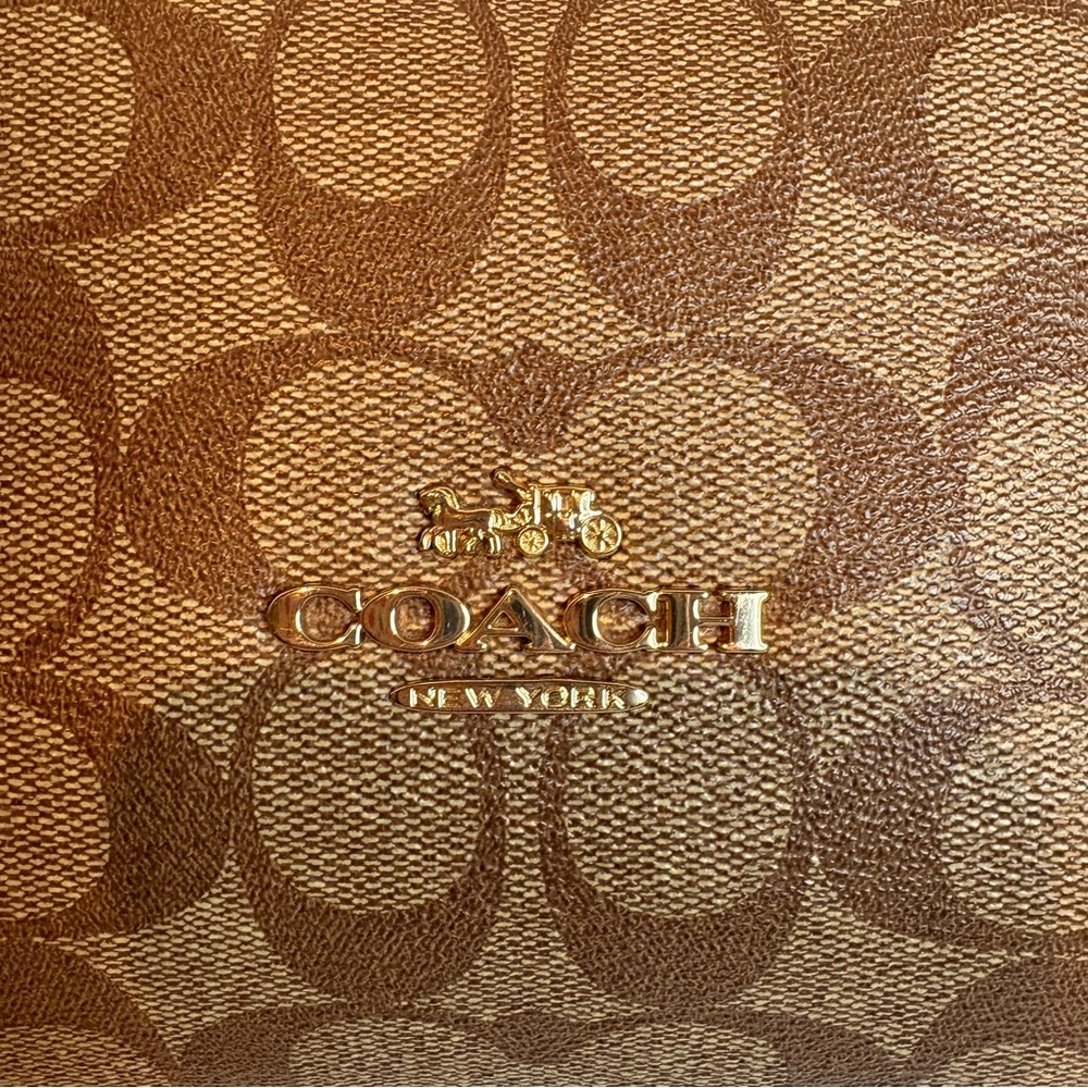 Coach Brown/Tan Signature Canvas Hallie Carryall Tote Style F80298 - Picture 11 of 11